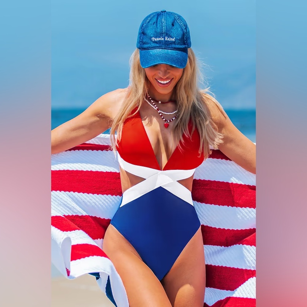 Cupshe Heat Line Colorblock Monokini Swimsuit